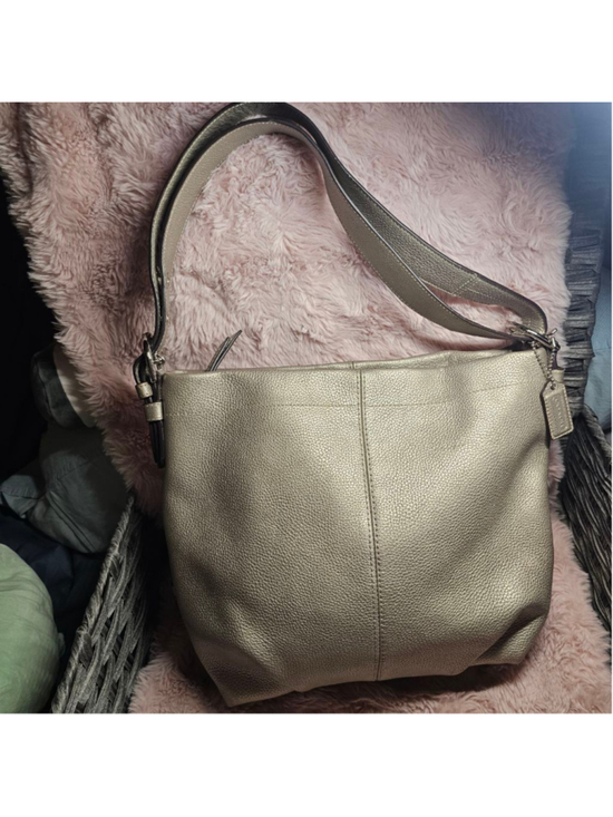 Coach Handbags - COACH Metallic Champagne Gold Pebbled Leather Hobo Shoulder Bag